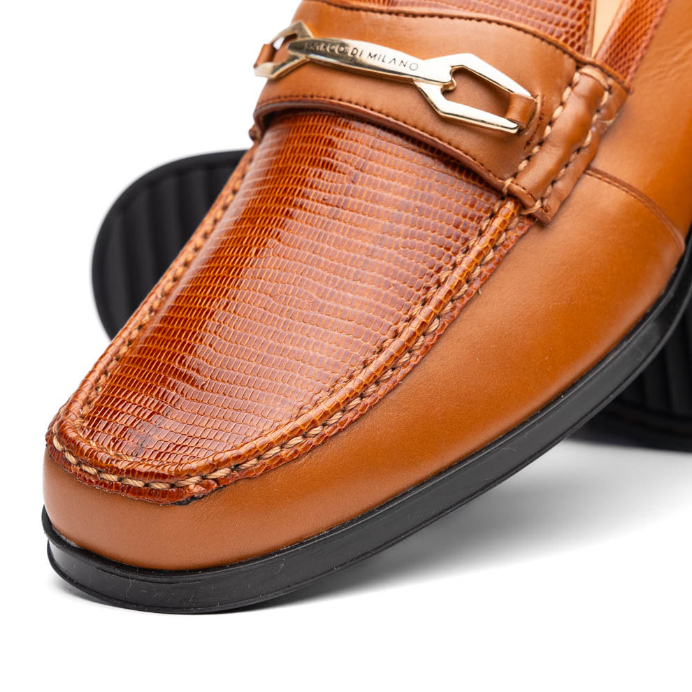 Marco Di Milano Hugo Men's Shoes Honey Exotic Lizard / Calf-Skin Leather Horsebit Loafers (MDM1085)