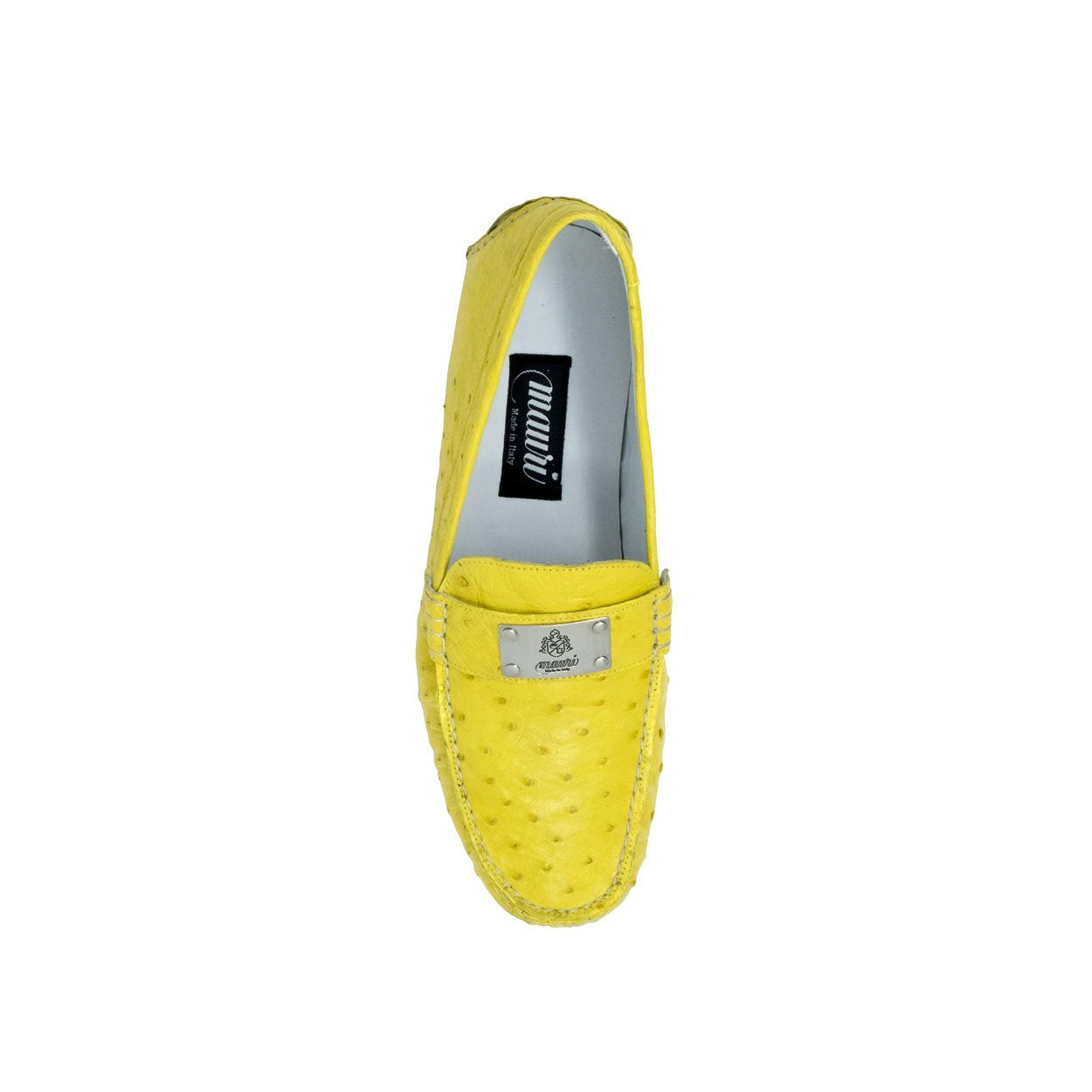 Mauri Sunset Men's Designer Shoes Mimosa Yellow Exotic Ostrich Dress-Casual Loafers 3470 (MA5120)