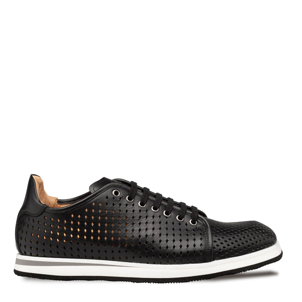 Mezlan Luce 21154 Men's Shoes Black Perforated Calf-Skin Leather Casual Sneakers (MZ3737)