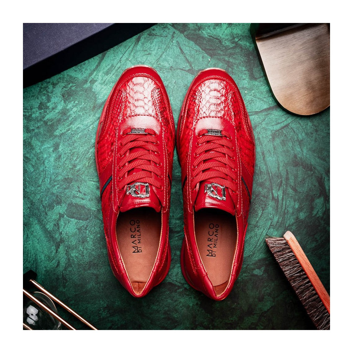 Marco Di Milano Brescia Men's Shoes Genuine Snake Skin / Calf-Skin Leather Sneakers (MDM1124)