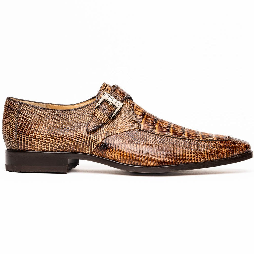 Marco Di Milano Toluca Men's Shoes Exotic Lizard / Crocodile Single Monk-Strap Loafers (MDM1126)
