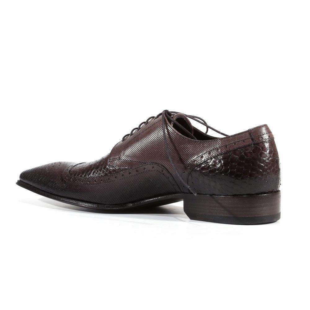 Jo Ghost Men's Designer Shoes Inglese Moscato Pitone Crust Gray Leather Oxfords (JG2302)