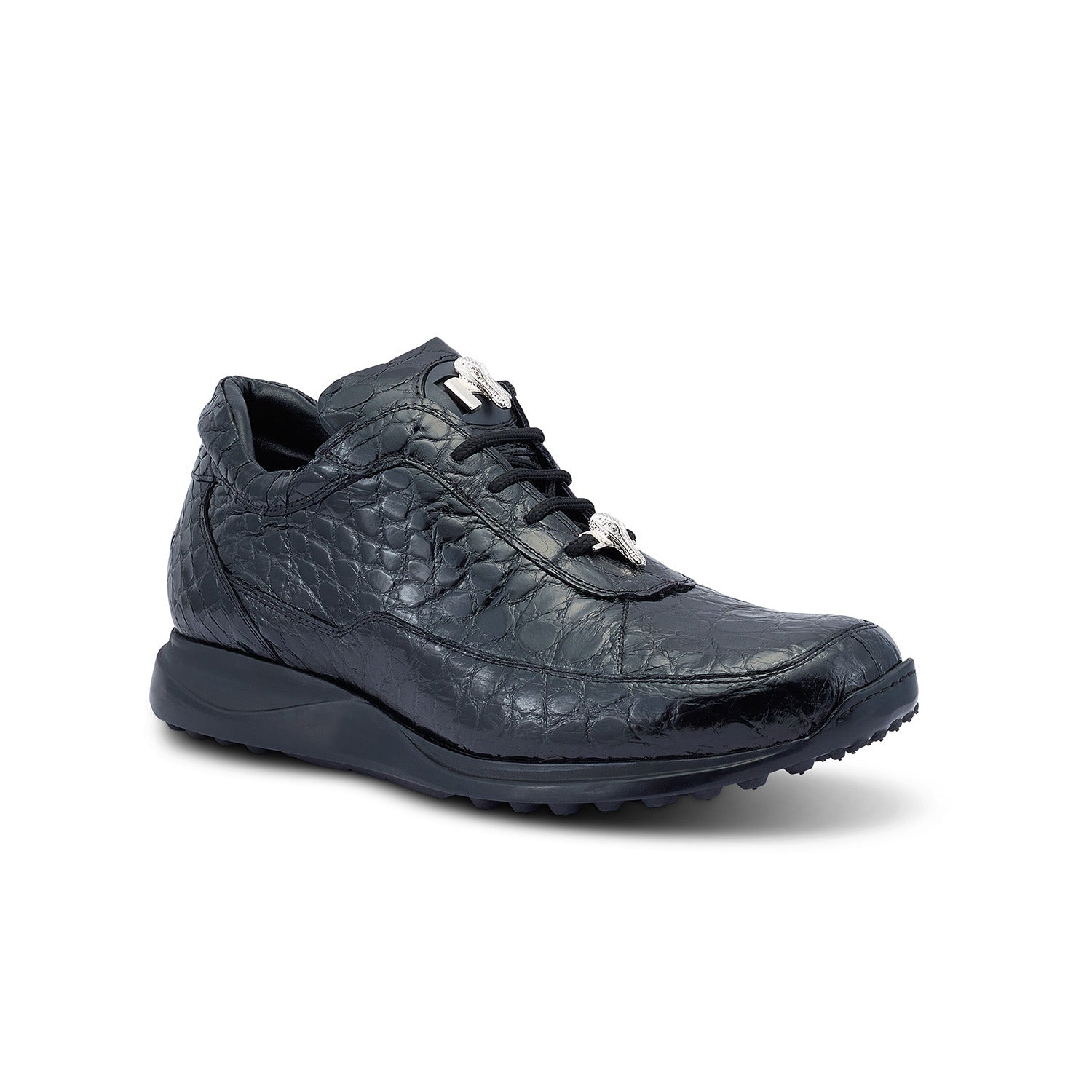 Mauri 8900/2 Bloodshed Men's Shoes Black Exotic Alligator Casual Sneakers (MA5421)