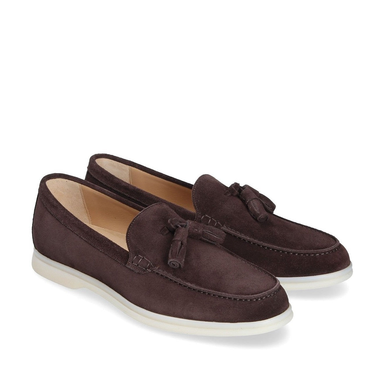 Franceschetti Amalfi Men's Shoes Dark Brown Suede Leather Slip-On Tassels Sneakers (FCCT1011)