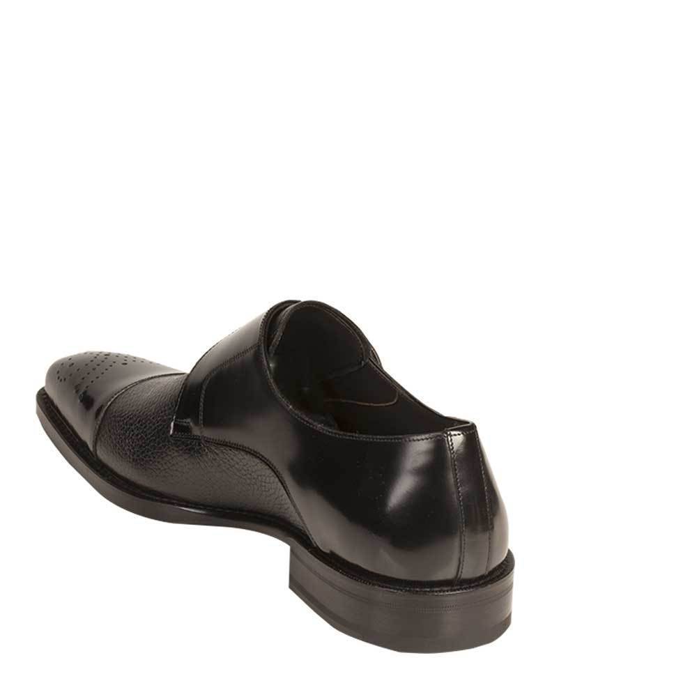 Mezlan Phoenix 16505 Men's Designer Shoes Black Calfskin & Deerskin Monk Strap Loafers (MZ2032)