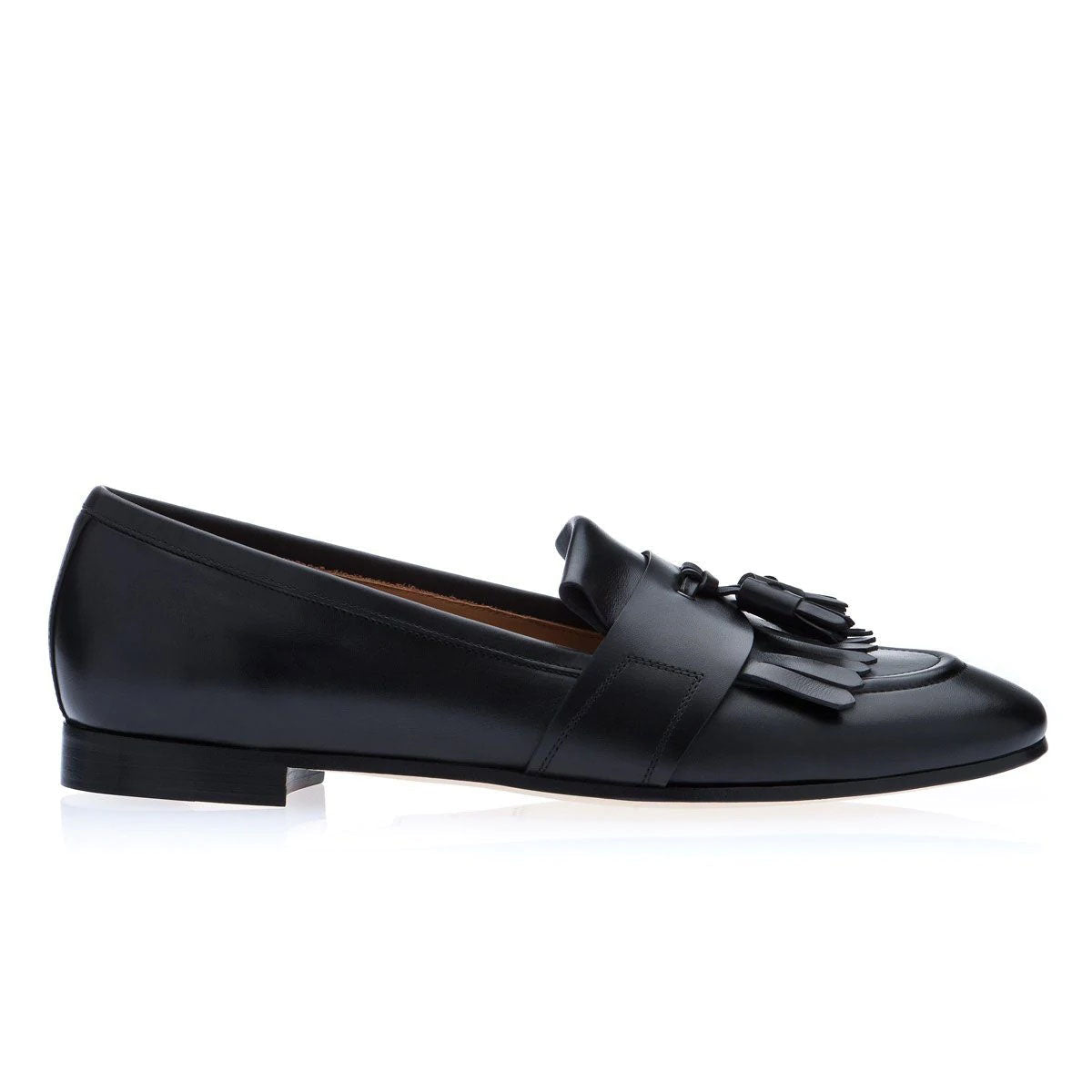 SUPERGLAMOUROUS Romeo Toledo Men's Shoes Black Calf-Skin Leather Tassels Loafers (SPGM1051)