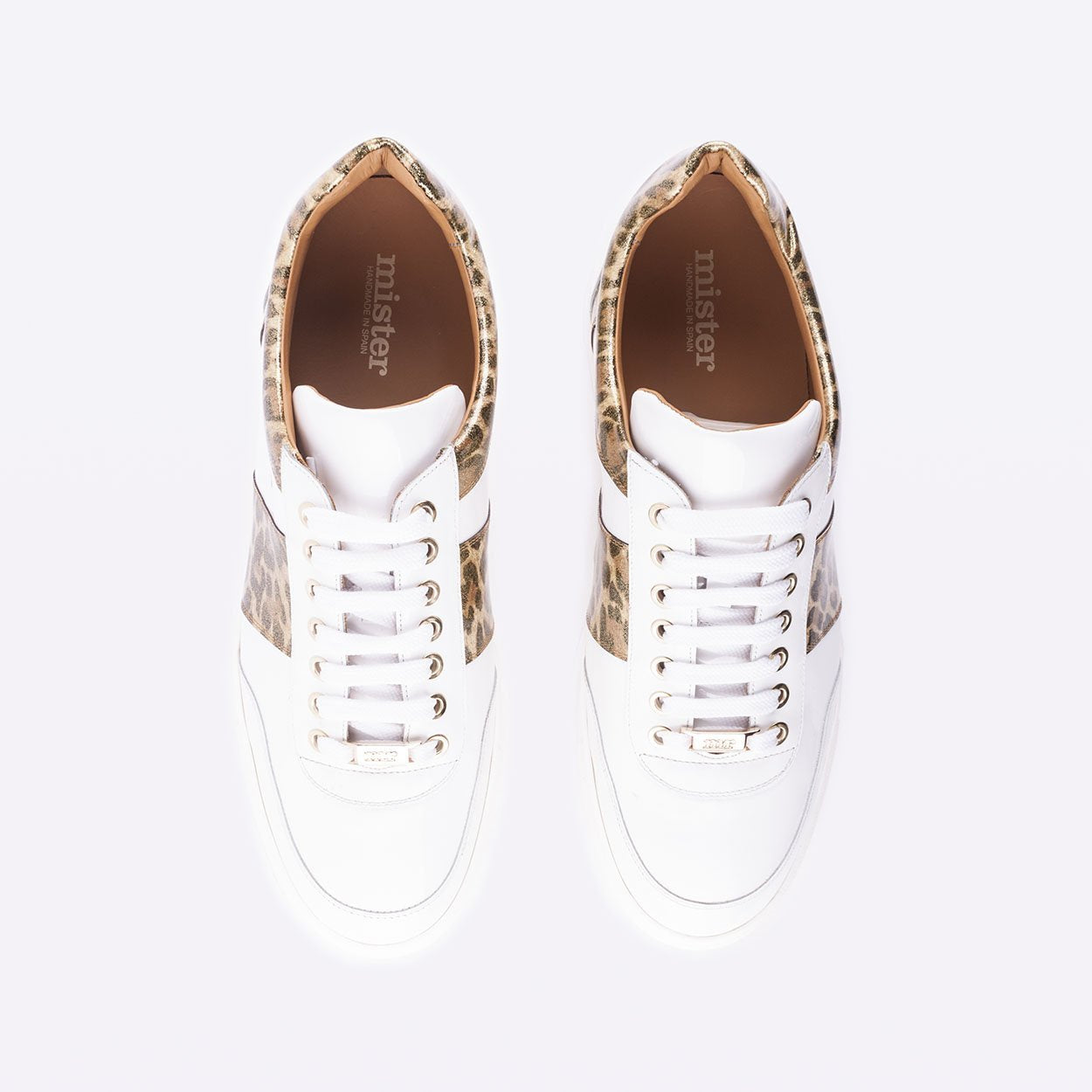 Mister 37613 Garde Men's Shoes Brown & White Glitter Leopard Print / Patent Leather Casual Sneakers (MIS1024)