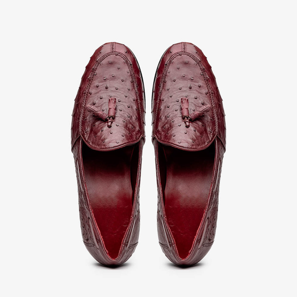 Marco Di Milano Aubiere Men's Shoes Exotic Ostrich Tassels Loafers (MDM1198)