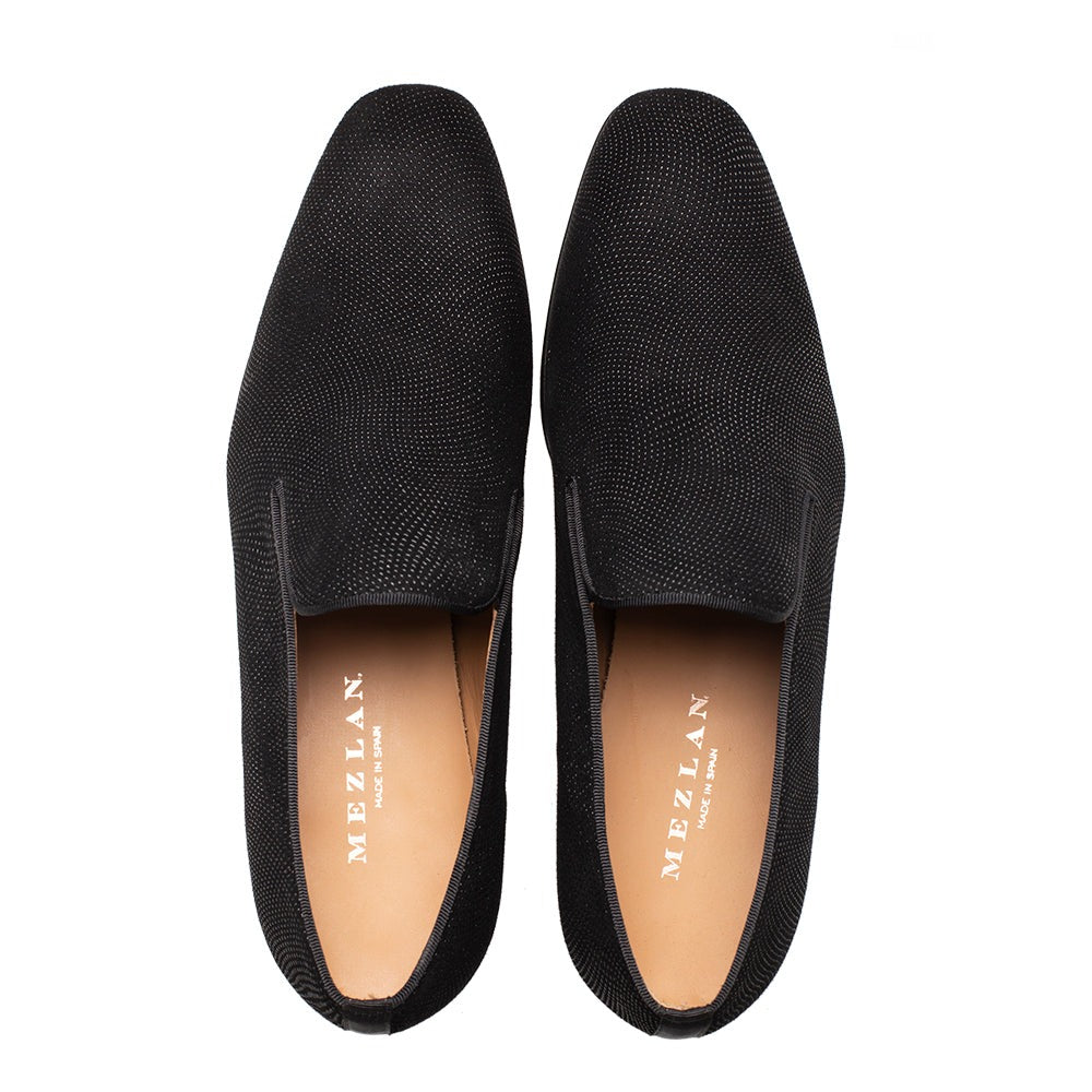 Mezlan Notte 20958 Men's Shoes Black Glass Suede Leather Slip On Loafers (MZ3698)