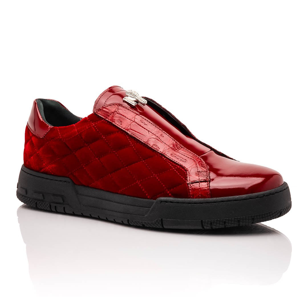 Mauri Regata 8478/10 Men's Shoes Exotic Crocodile / Quilted Velvet / Patent Leather Slip-On Sneakers (MA5648)