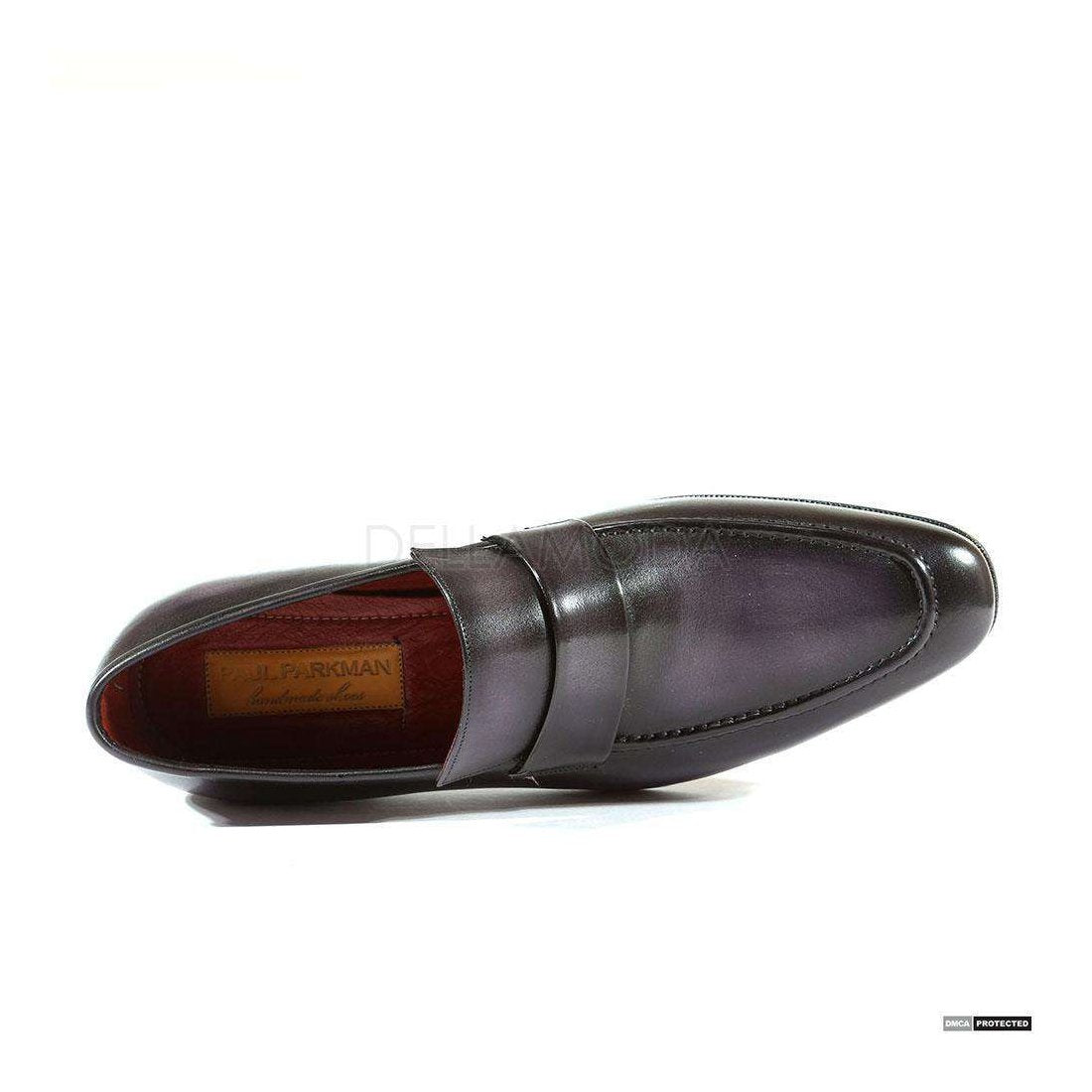 Paul Parkman Handmade Designer Shoes Handmade Men's Designer Shoes Strap Hand-Painted Purple / Black Loafers (PM1027)