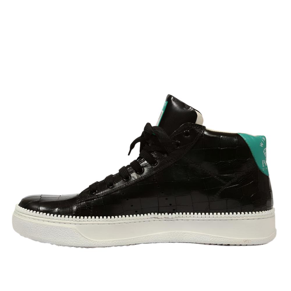 Cesare Paciotti Luxury Italian Men's Wimbledon Cocco Lux Black Green Sneakers (CPM5121)