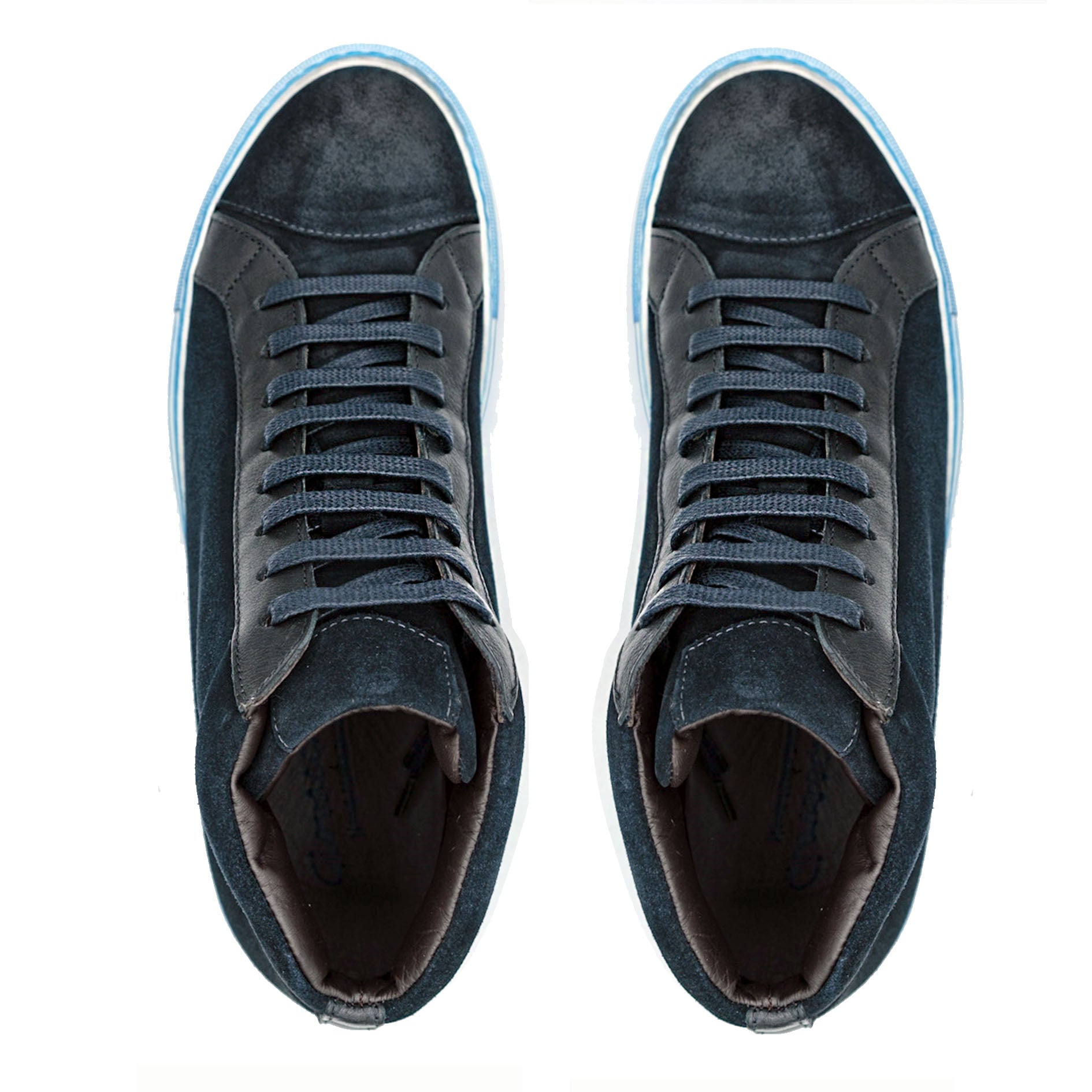 Giovacchini Ruben Men's Shoes Antique Blue Suede / Calf-Skin Leather High-Top Sneakers (GVCN1003)