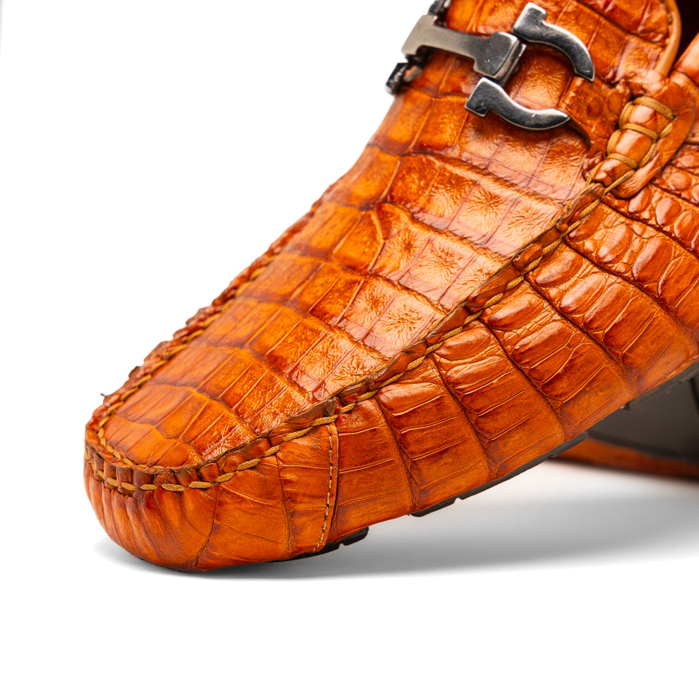 Marco Di Milano Parma Men's Shoes Exotic Crocodile Moccasin Driver Horsebit Loafers (MDM1187)