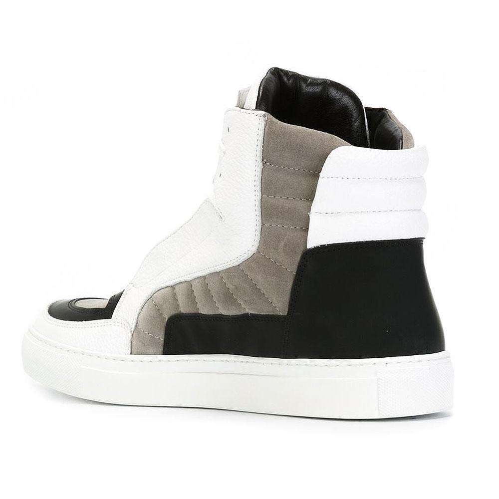 Cesare Paciotti Luxury Italian Men's Designer Shoes Granello Ice Gomm White Sneakers (CPM5006)