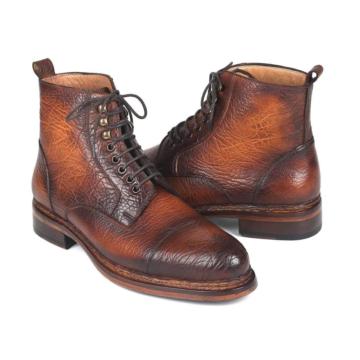 Paul Parkman Men's Antique Burnished Brown Calf-Skin Leather Boots 5075-BRW (PM6146)
