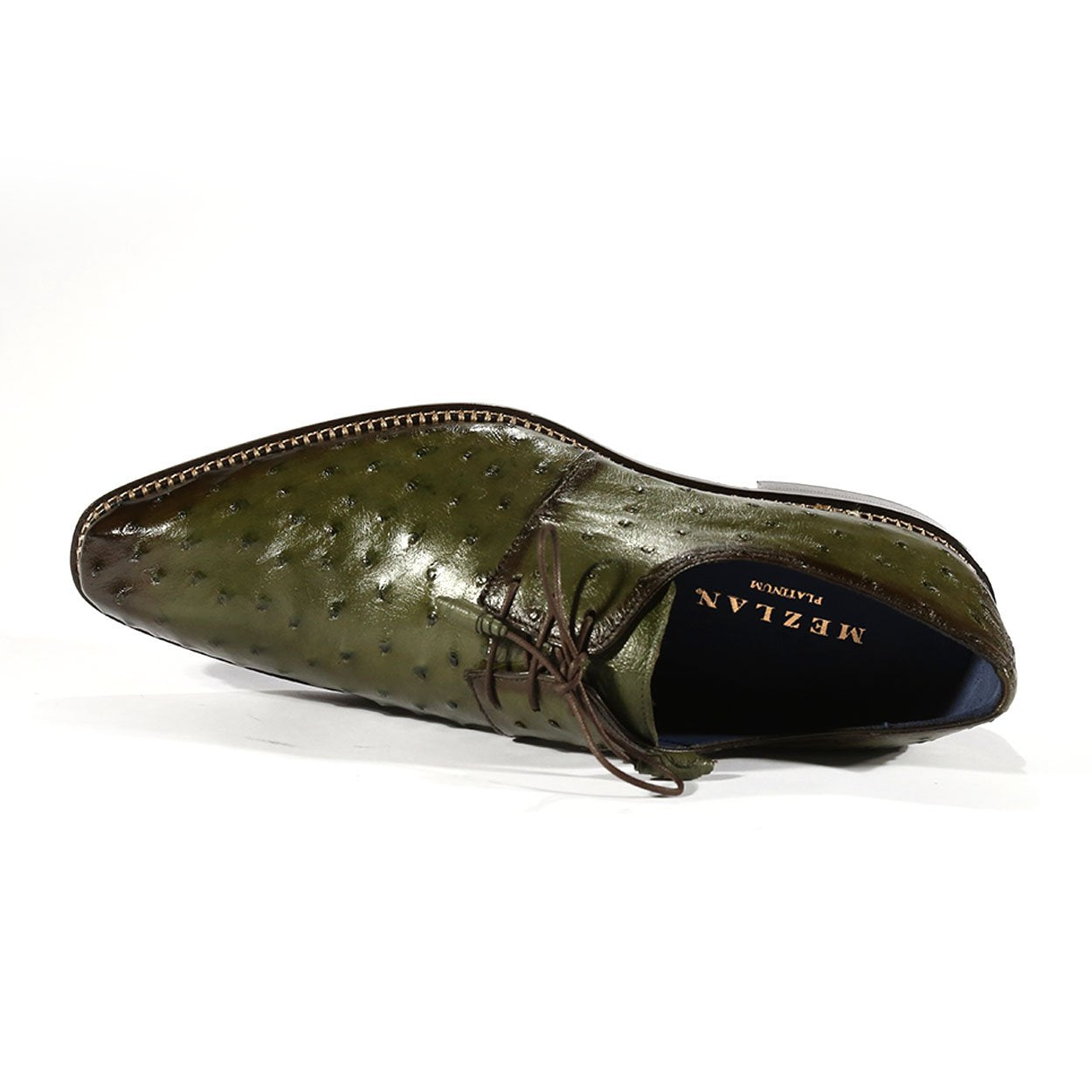 Mezlan 4732-S Tillson Men's Shoes Olive Exotic Ostrich Derby Oxfords (MZS3301)