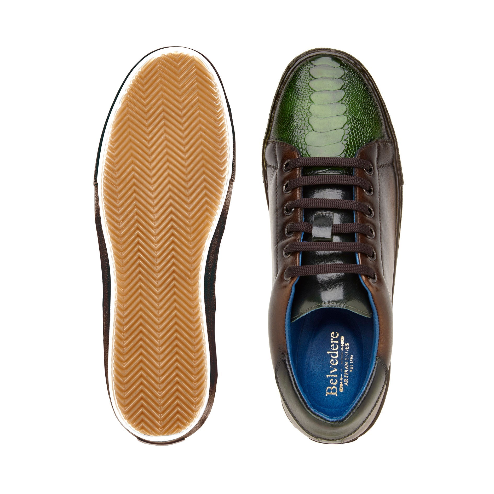 Belvedere Stone Y31 Men's Shoes Ostrich / Calf-Skin Leather Sneakers (BV3171)