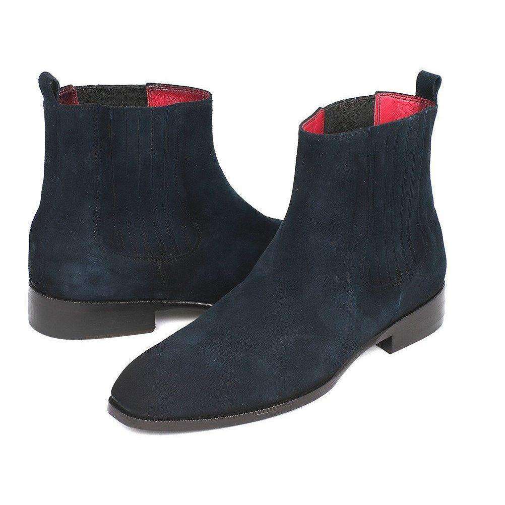 Paul Parkman Handmade Designer Shoes Navy Suede Chelsea Boots (PM5470)