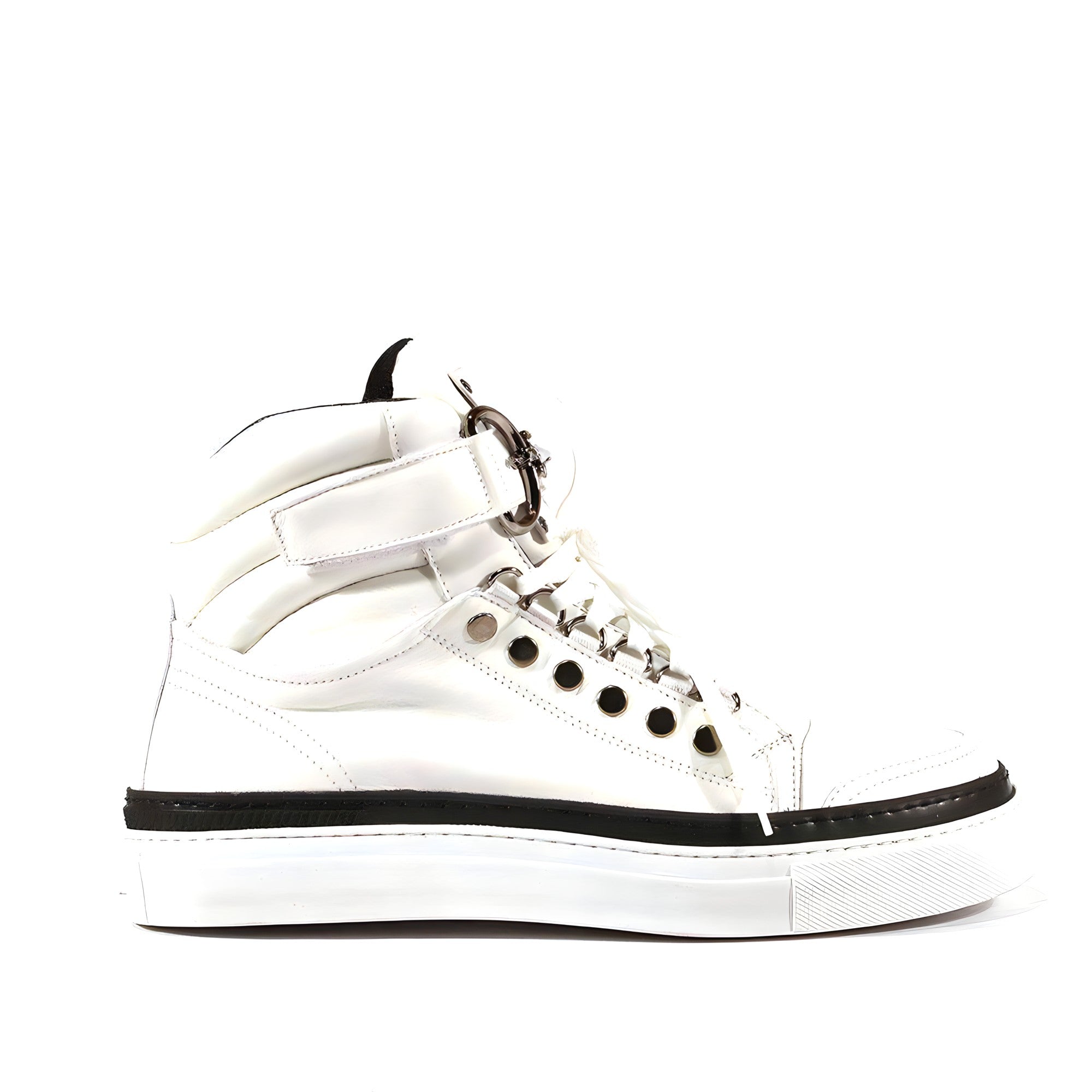 Cesare Paciotti Luxury Italian Men's Designer Shoes Dan Bianco Dakar Black / White Leather Sneakers (CPM3032)