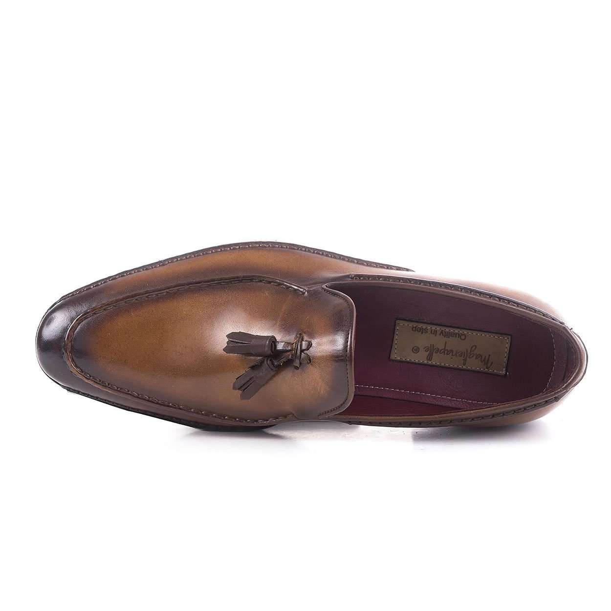 Maglieriapelle Men's Designer Shoes Brown Taba Savsat Leather Leafers (MGS1033)