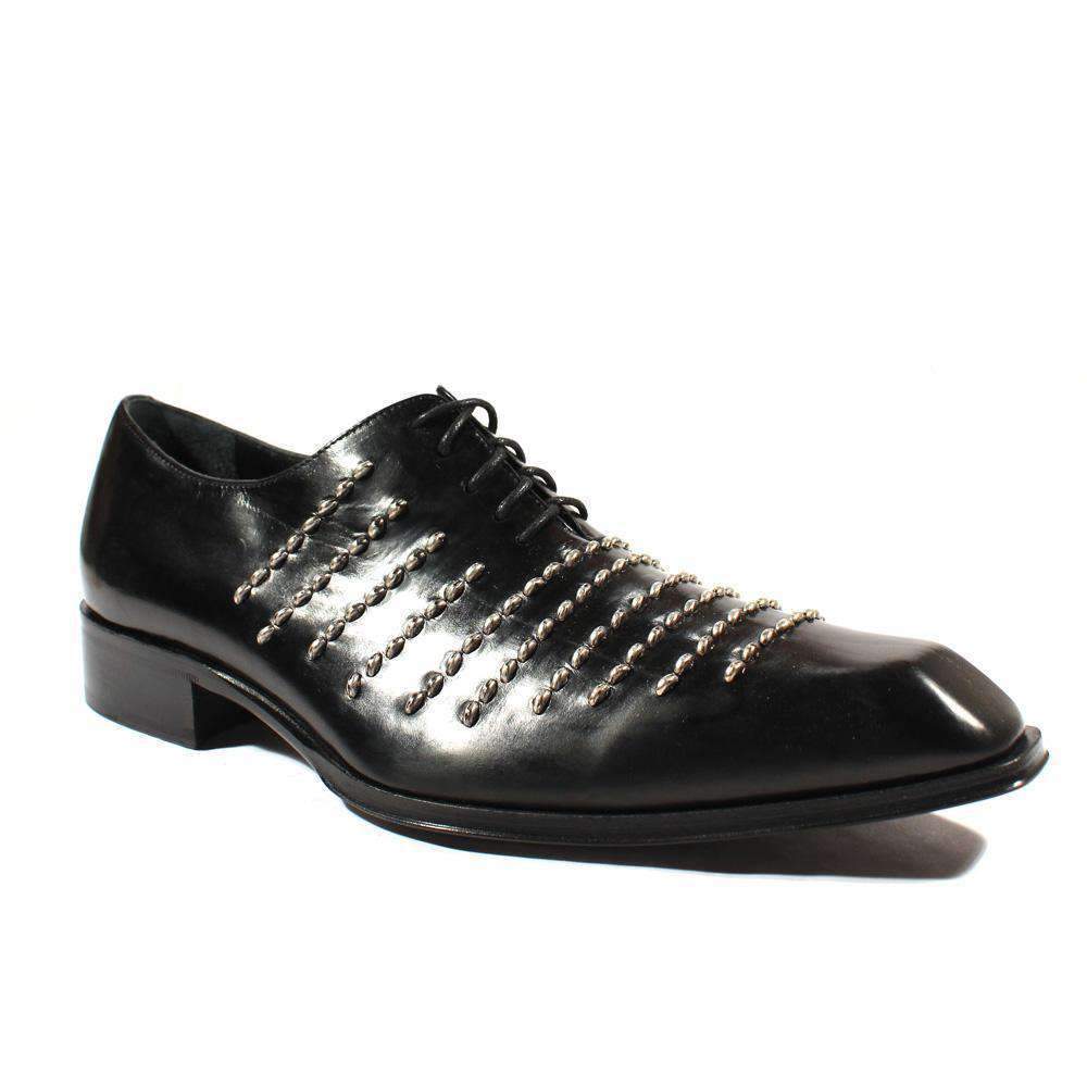 Jo Ghost Men's Designer Shoes Montalcio Leather Nero / Black Oxfords (JG1800)