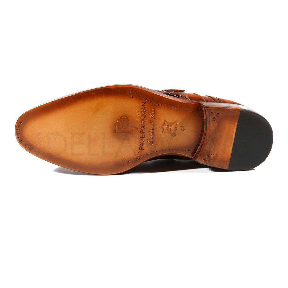Paul Parkman Handmade Designer Shoes Men's Designer Shoes Goodyear Welted Kiltie Wingtip Monkstraps Brown & Tobacco Loafers (PM2001)