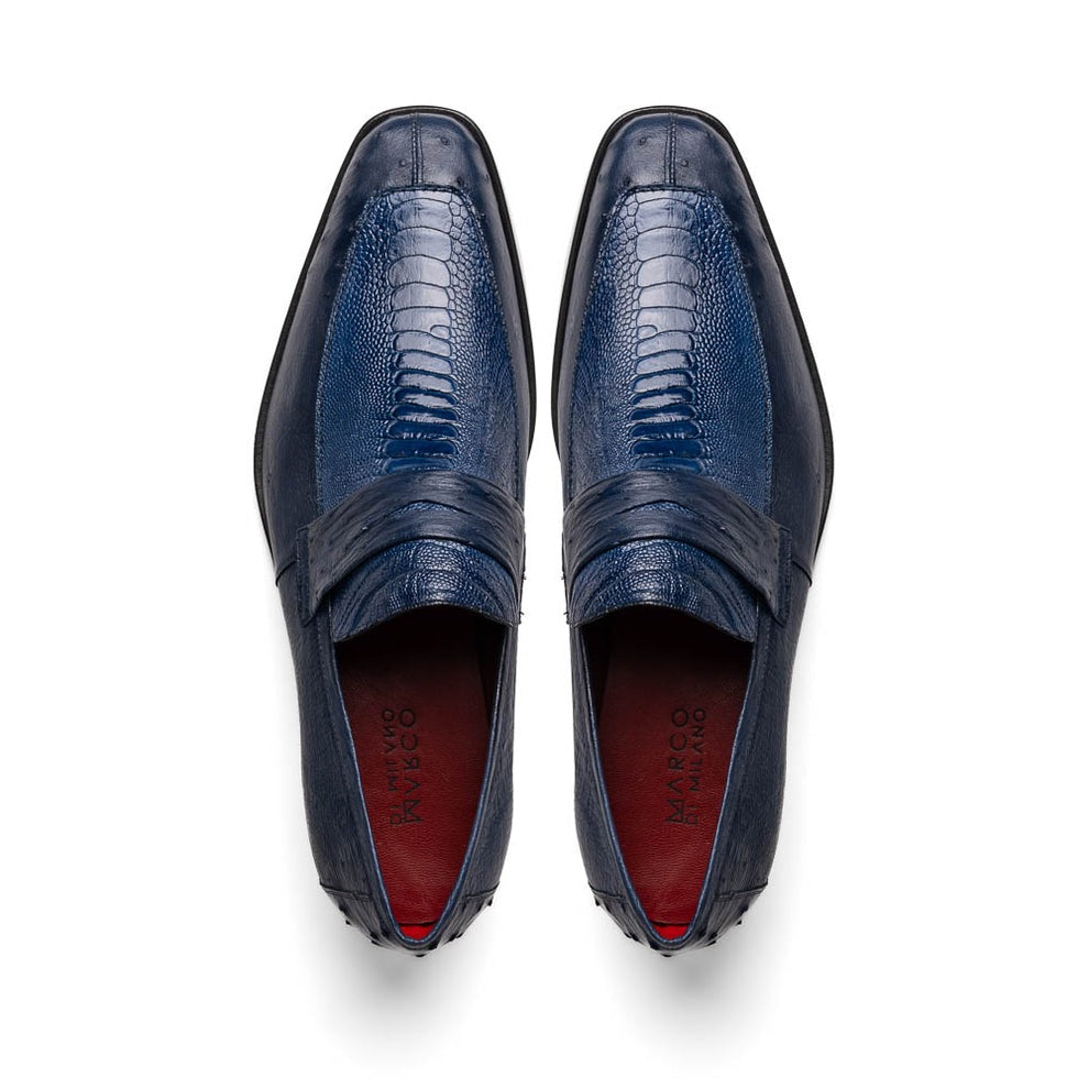 Marco Di Milano Fangio Men's Shoes Genuine Ostrich Leg / Ostrich Quill Penny Loafers (MDM1112)