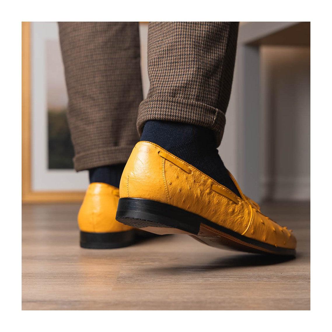 Marco Di Milano Aubiere Men's Shoes Exotic Ostrich Tassels Loafers (MDM1199)