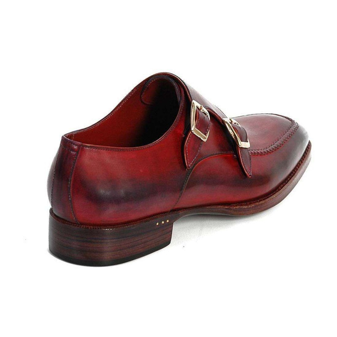 Paul Parkman Handmade Designer Shoes Men's Handmade Designer Shoes Double Monkstrap Black Burgundy Loafers (PM5236)