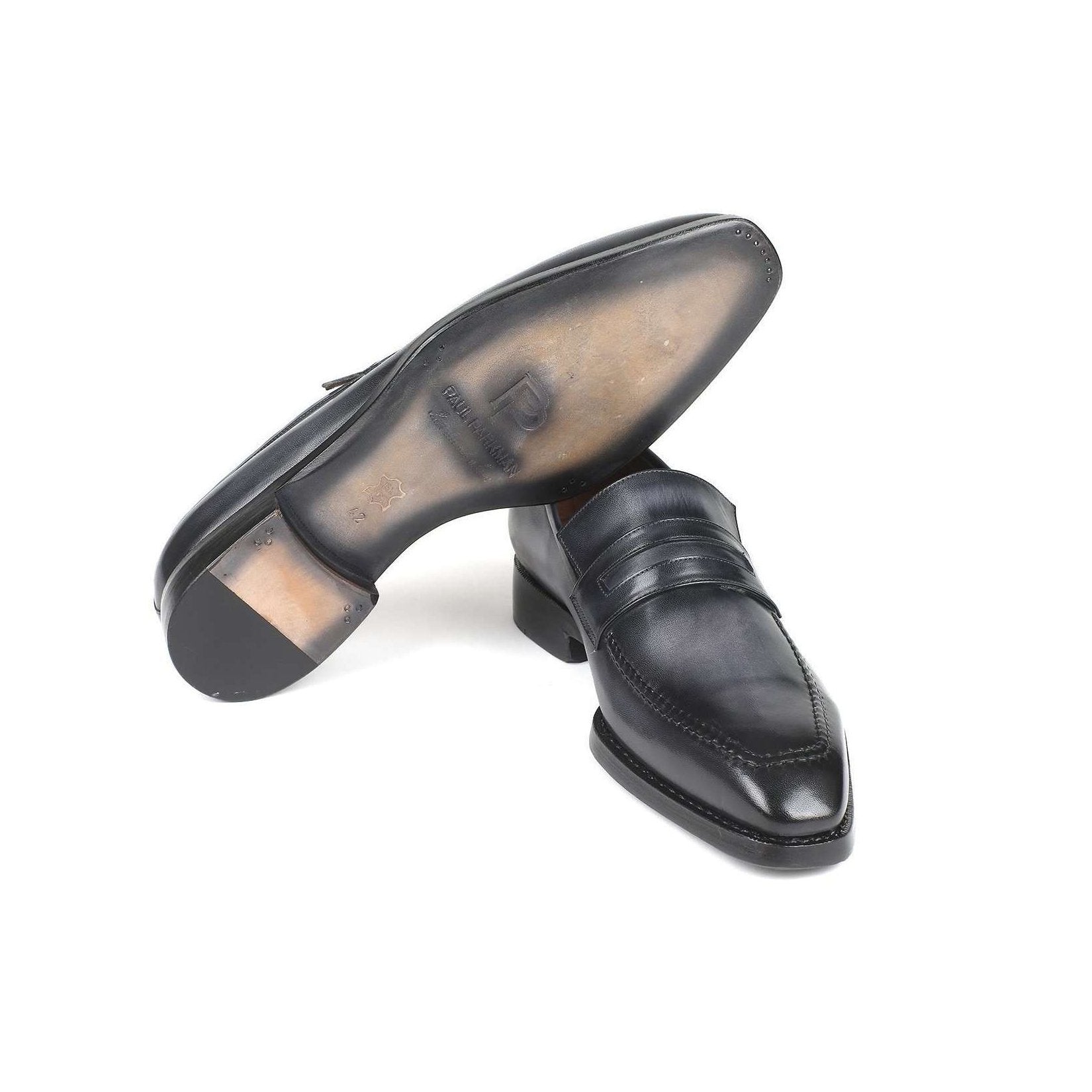 Paul Parkman Handmade Designer Shoes Men's Gray Goodyear Welted Burnished Calfskin Loafers 37LFGRY (PM5711)