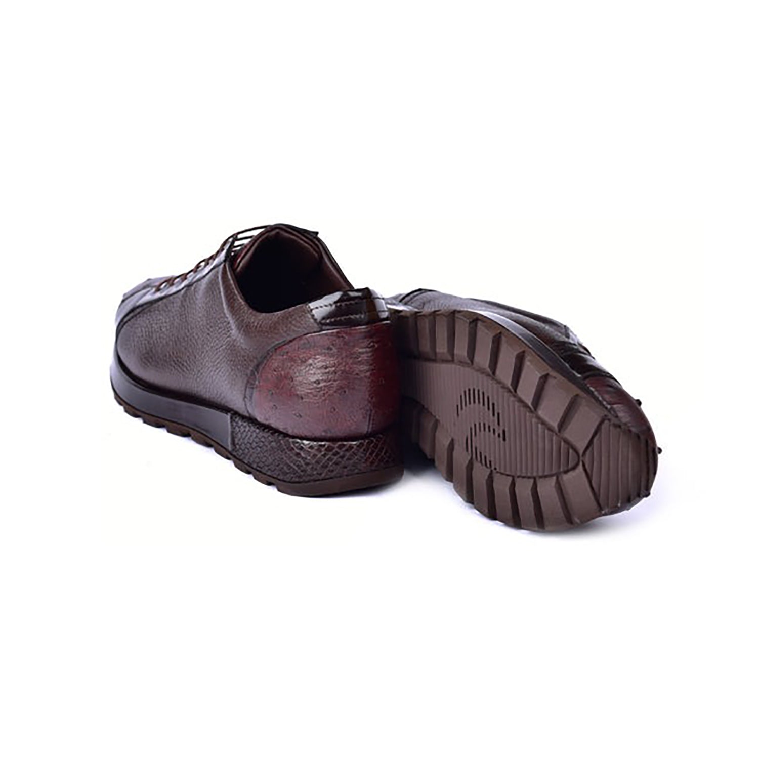 Corrente C0013043-5581 Men's Shoes Brown Exotic Ostrich Casual Sneakers (CRT1477)