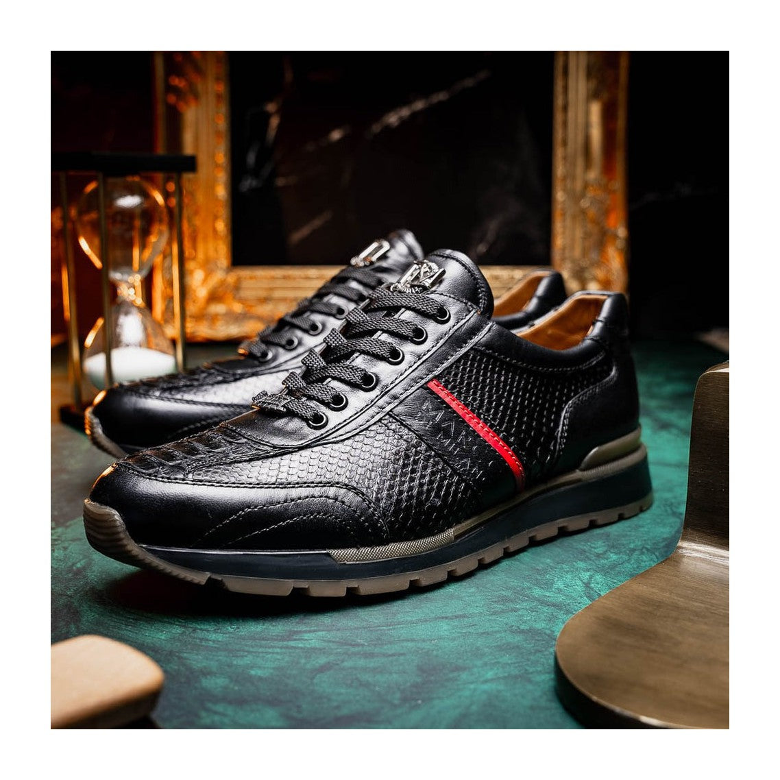 Marco Di Milano Brescia Men's Shoes Genuine Snake Skin / Calf-Skin Leather Sneakers (MDM1124)