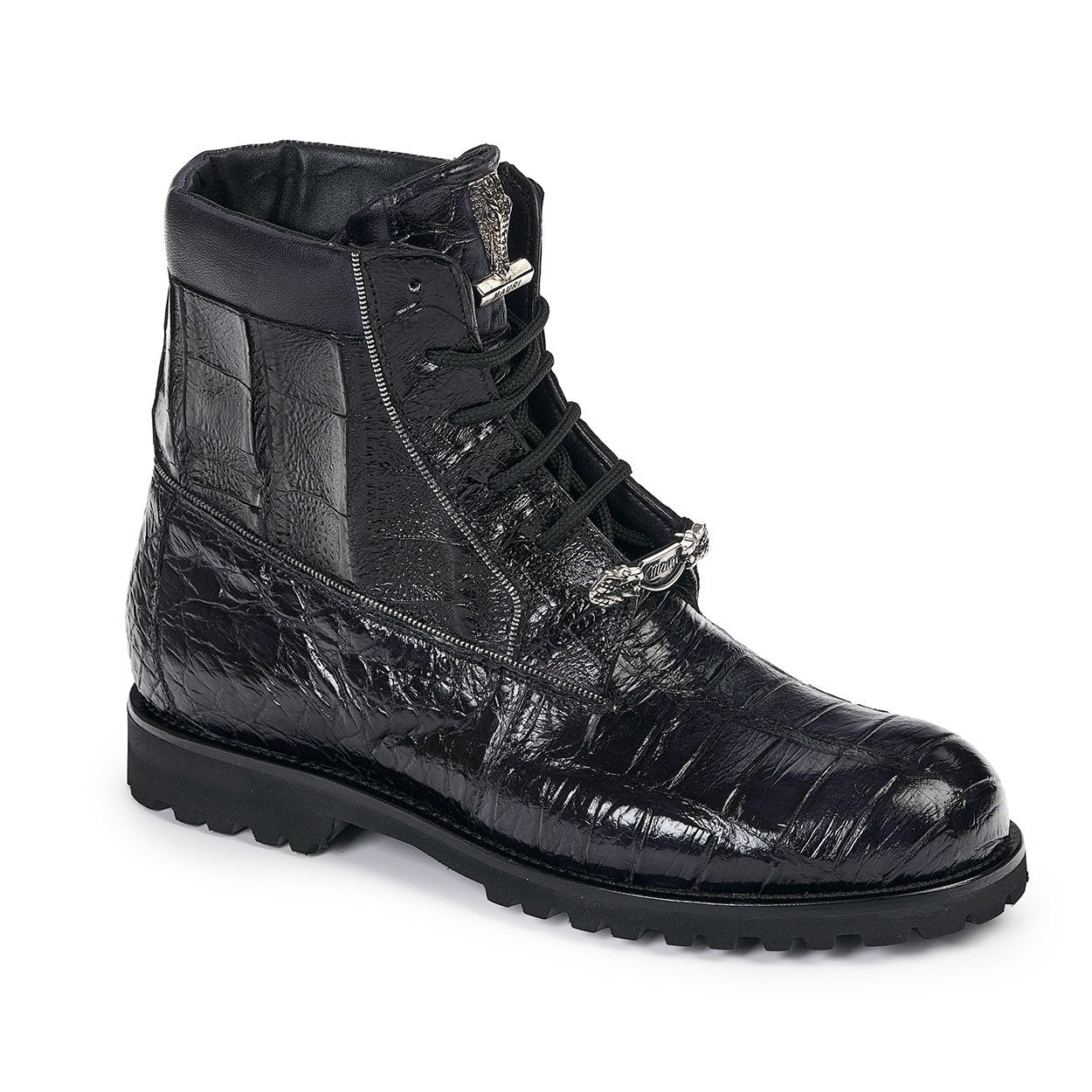 Mauri Men's Abete Black Body Alligator & Baby Croc Boots 4884(MA4812)