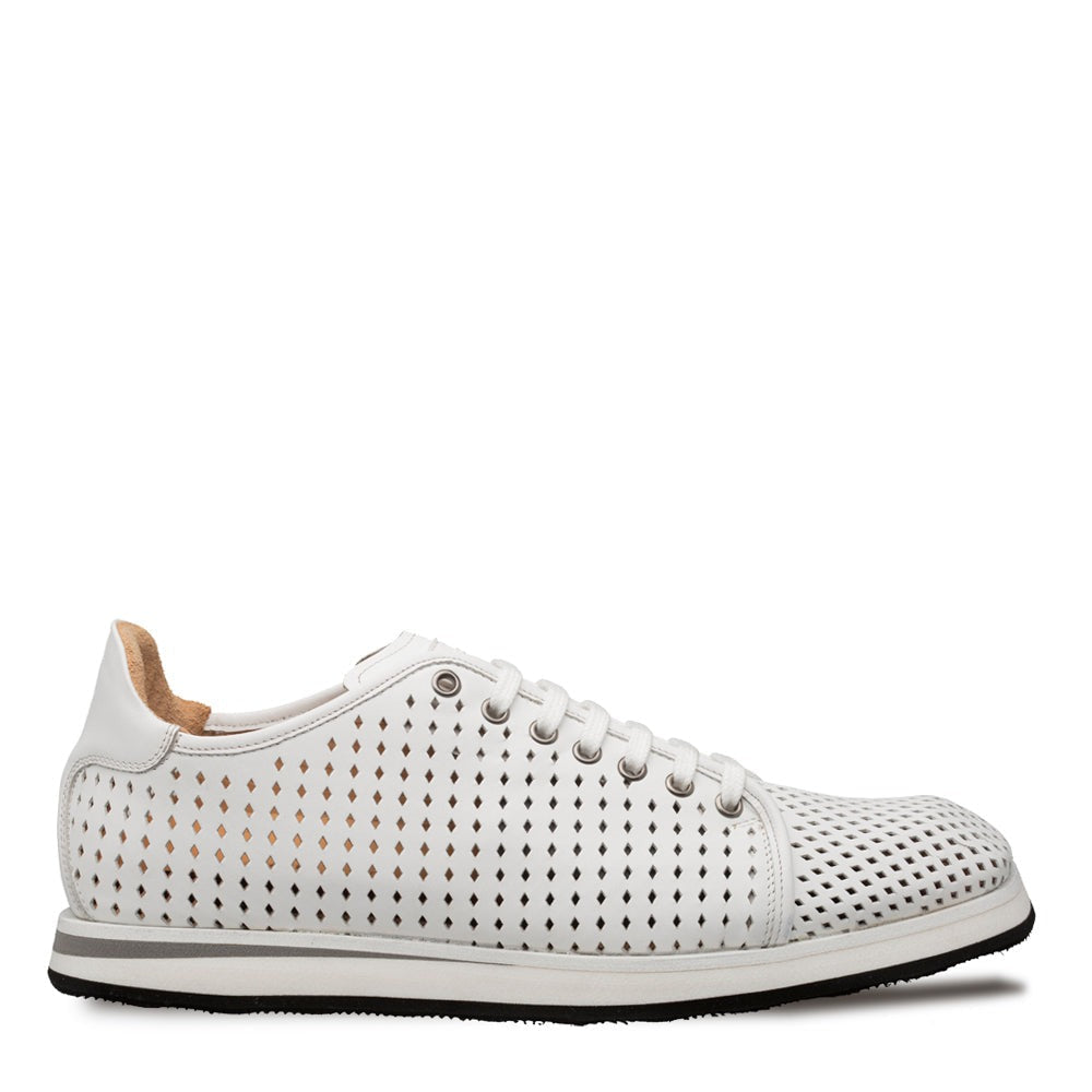 Mezlan Luce 21154 Men's Shoes White Perforated Calf-Skin Leather Casual Sneakers (MZ3738)