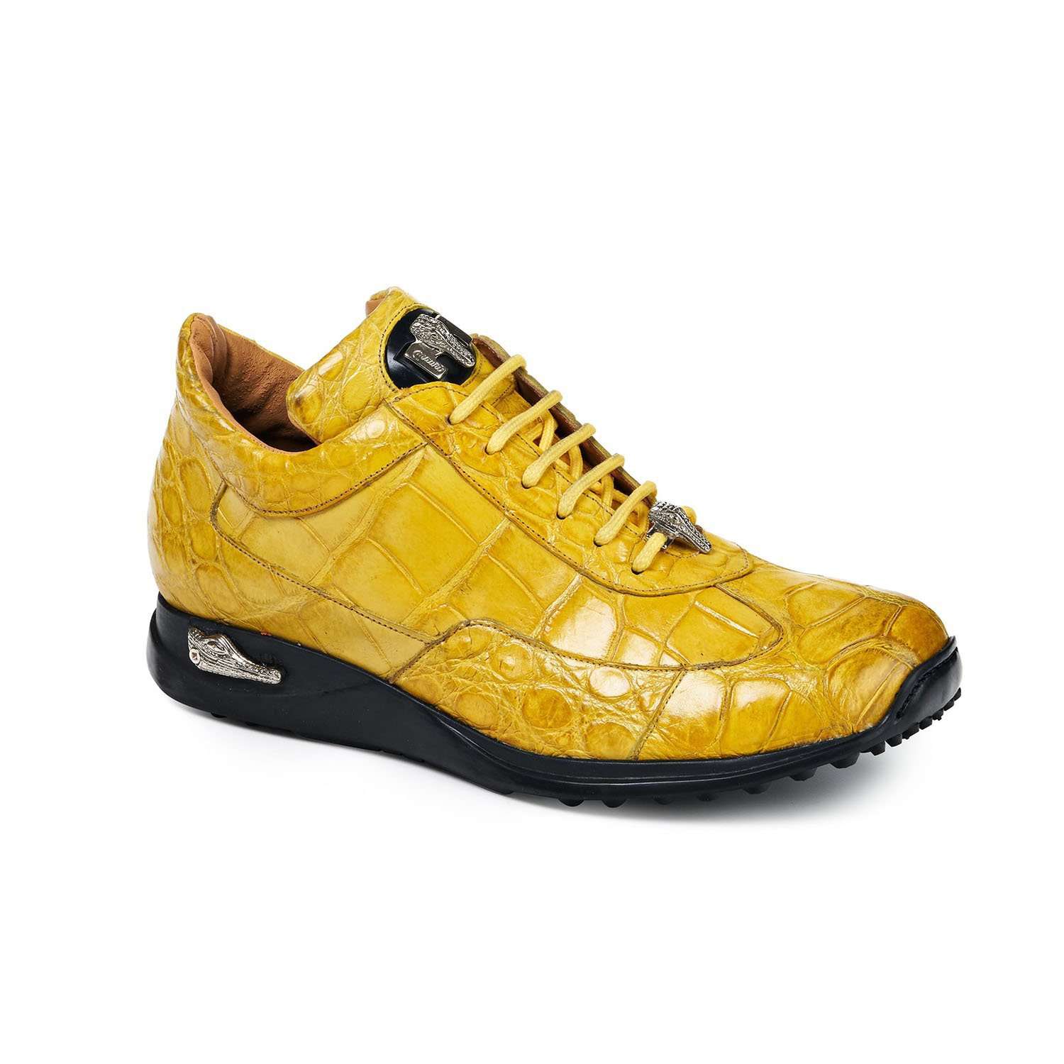 Mauri 8566 Empire Men's Designer Shoes Burnished Yellow Alligator Sneakers (MA5017)