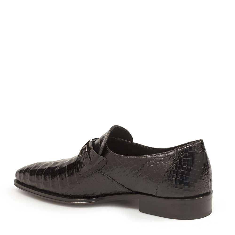 Mezlan 14250-F Galvani Men's Shoes Black Exotic Crocodile Horsebit Loafers (MZS3257)