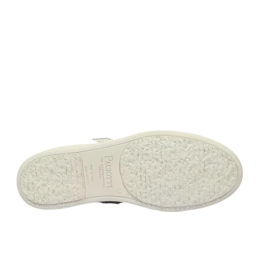 Cesare Paciotti Luxury Italian Men's Wimbledon Nappa Bianco Patent White Green Sneakers (CPM5120)