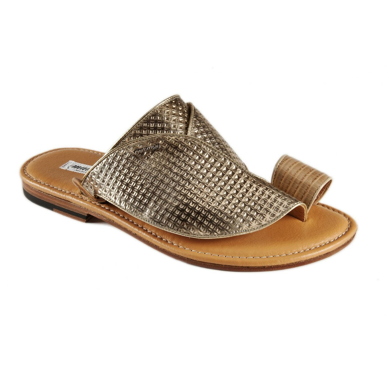Mauri Perforated Men's Designer Shoes Gray Teju-Lizard / Pattern Print Calf-Skin Leather Sandals 1622-3 (MAO1006)