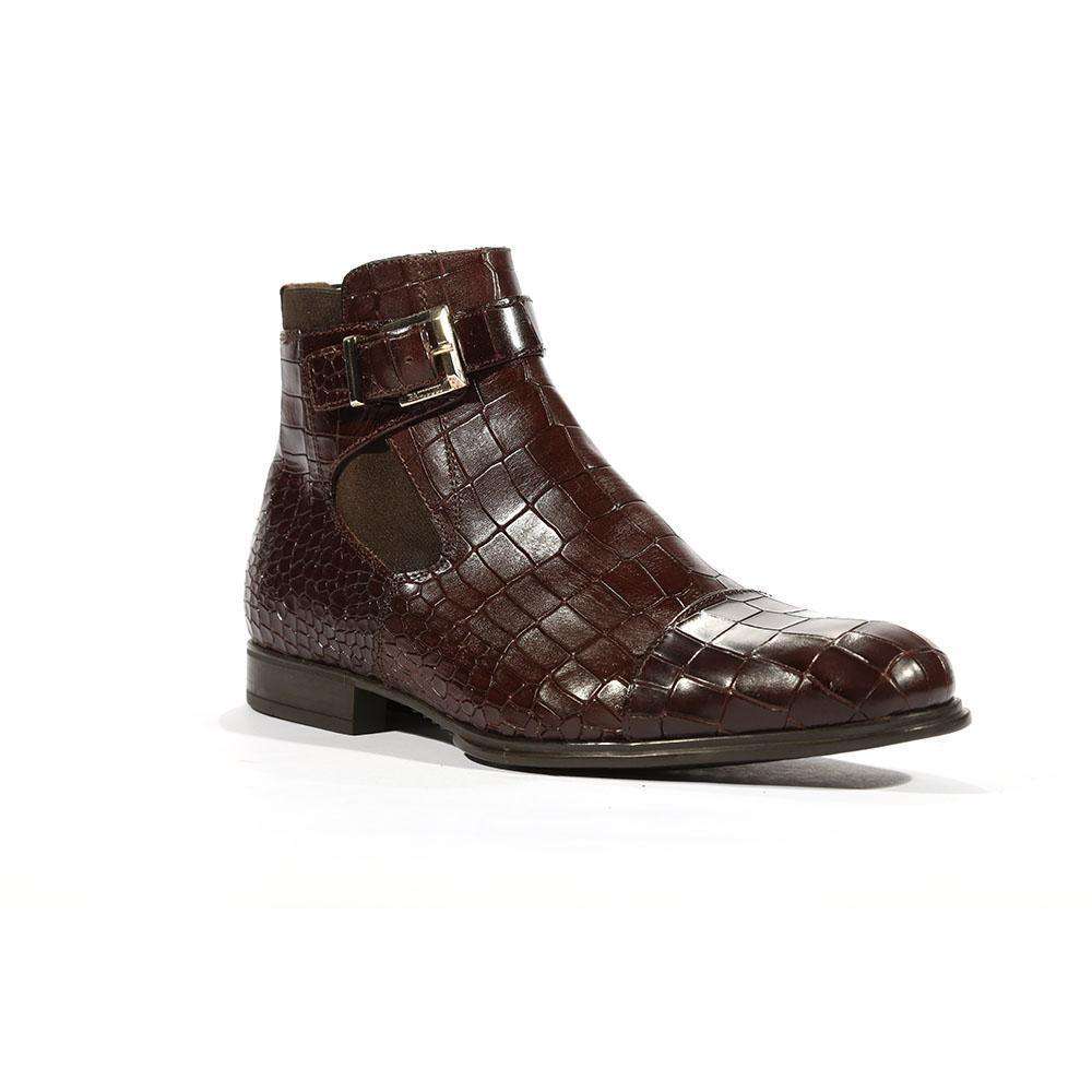 Cesare Paciotti Luxury Italian Men's Buckhold Boots Croc Print Cocoo Lux Caffe SL Designer Shoes (CPM5427)