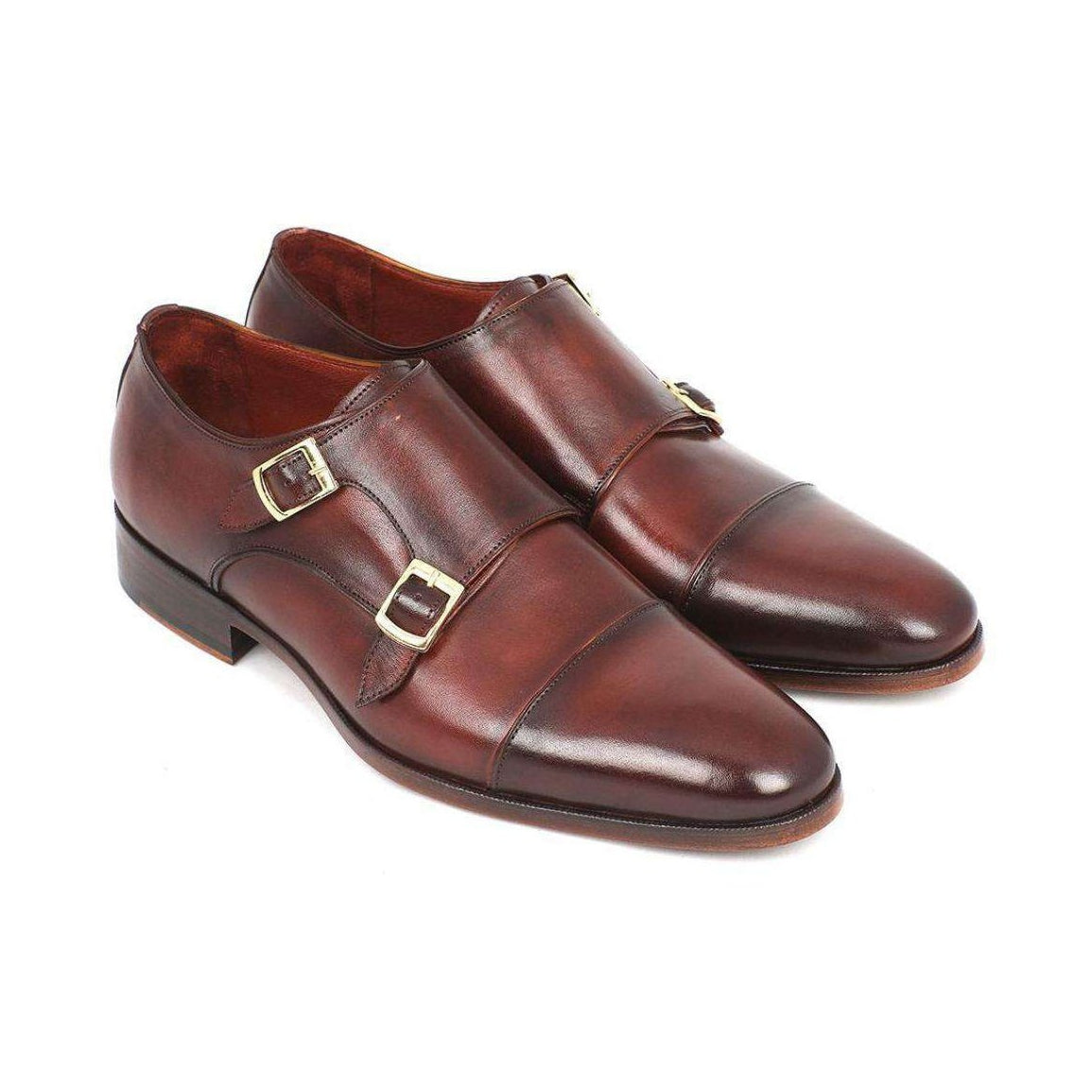 Paul Parkman Handmade Designer Shoes Men's Handmade Designer Shoes Cap-toe Double Monkstraps Brown Loafers (PM5218)