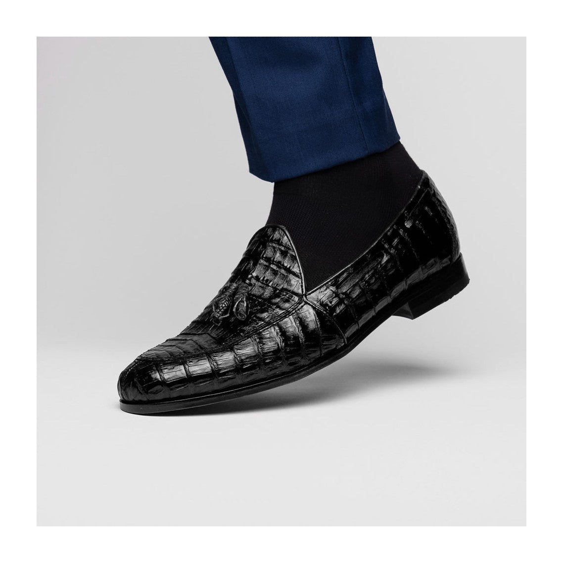 Marco Di Milano Bianchi Men's Shoes Exotic Caiman Crocodile Tassels Loafers (MDM1197)