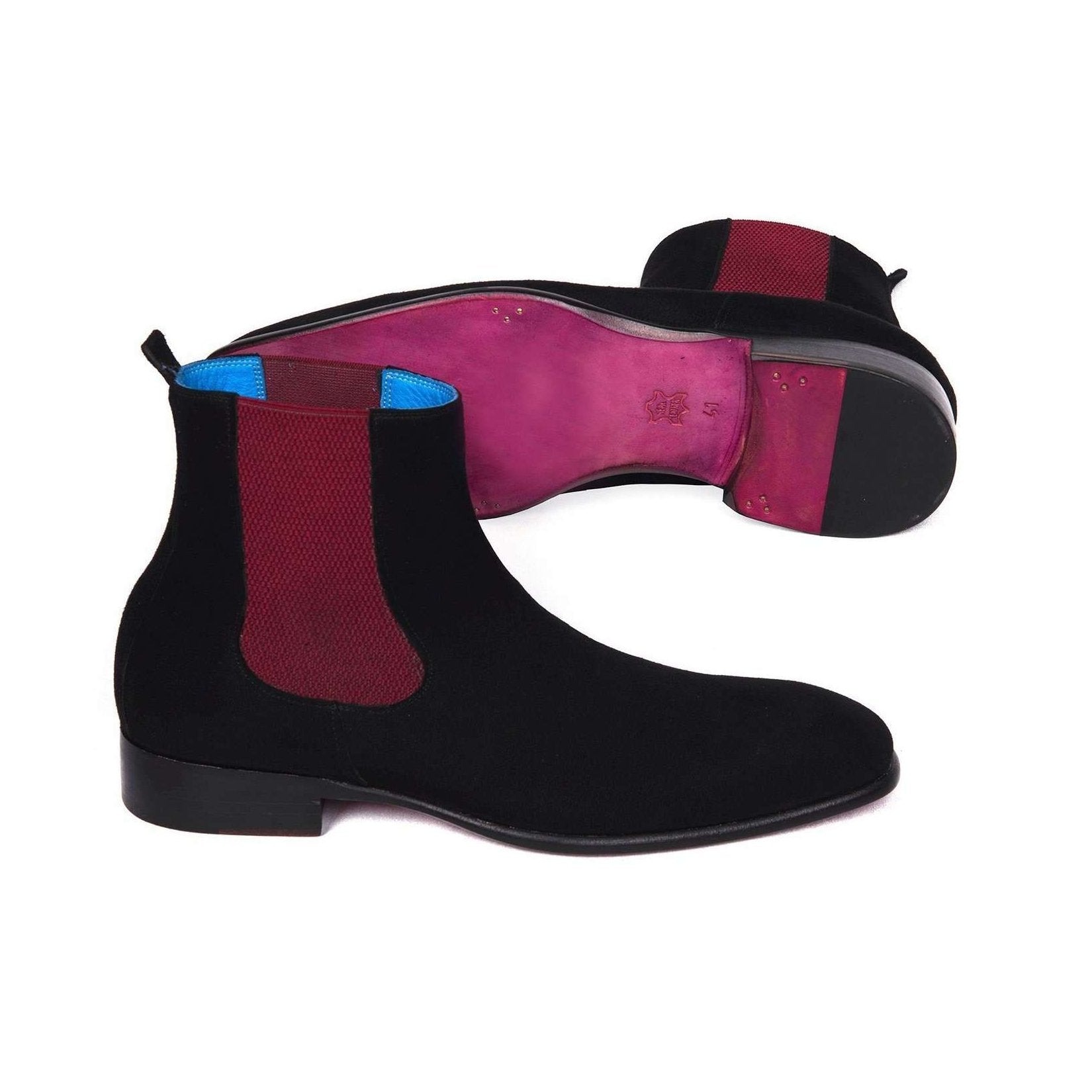 Paul Parkman Handmade Designer Shoes Black Suede Chelsea Boots (PM5618)