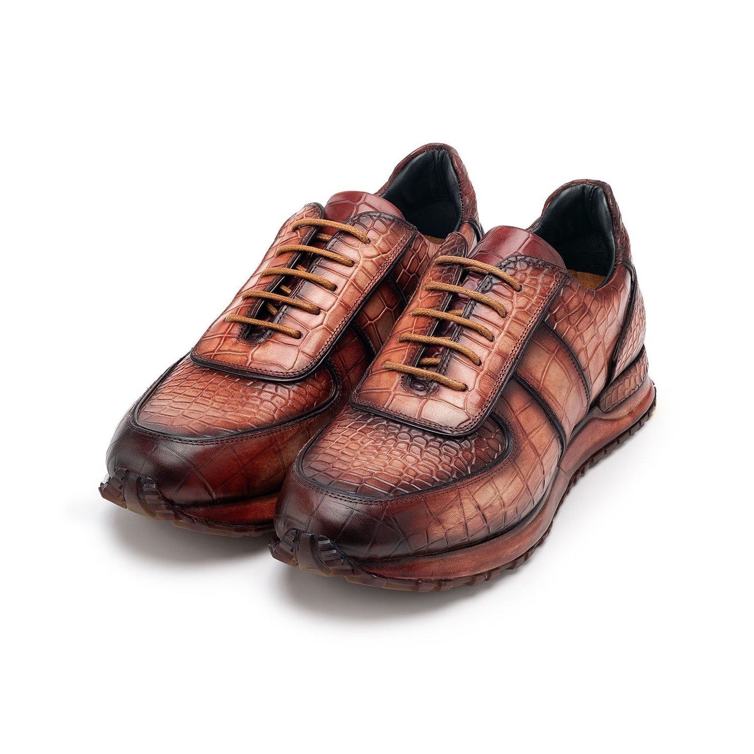 Paul Parkman Men's Shoes Textured Leather Print Sneakers (PM6454)
