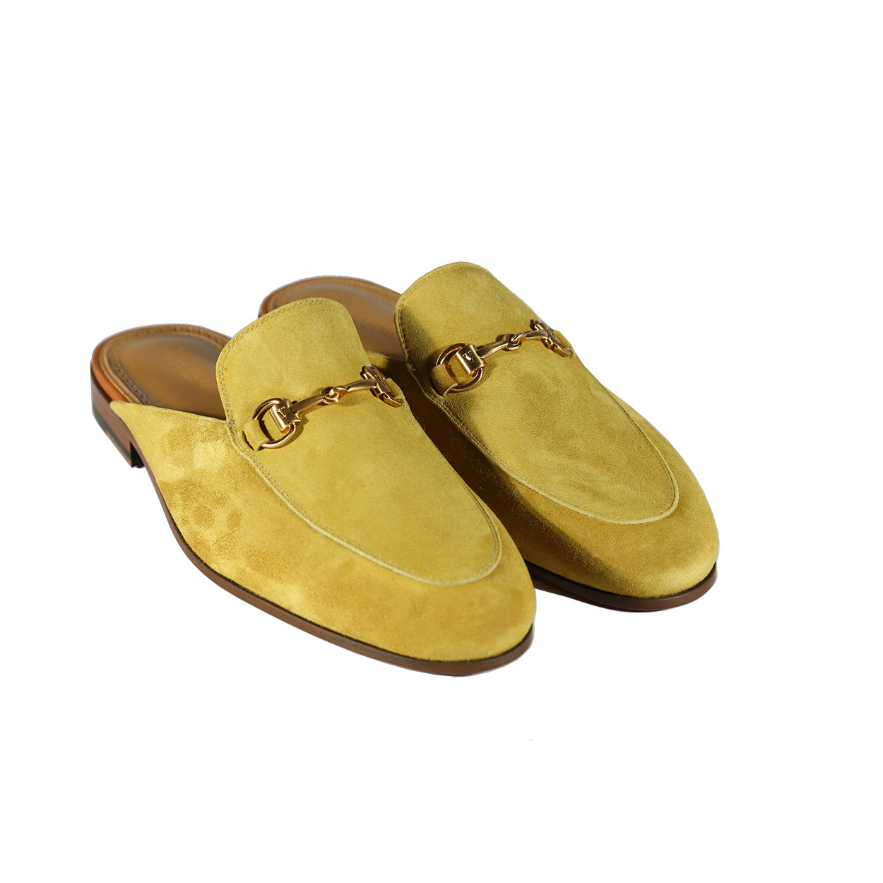 Valentino 19700 Men's Shoes Golden Lime Suede Leather Slipper Mules (VAL1003)