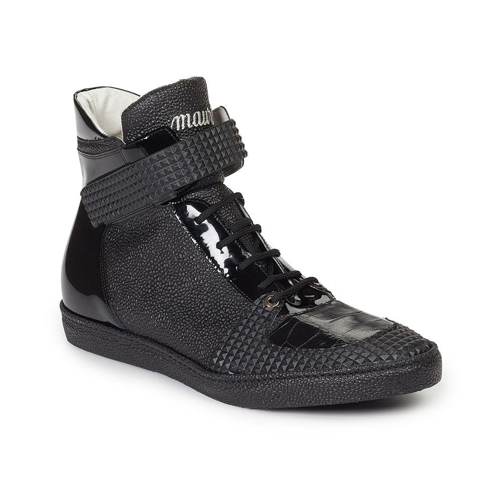 Mauri 8529 Men's Casual Nemo Fabric / Baby Croc / Patent Leather Black Sneakers (MA3024)