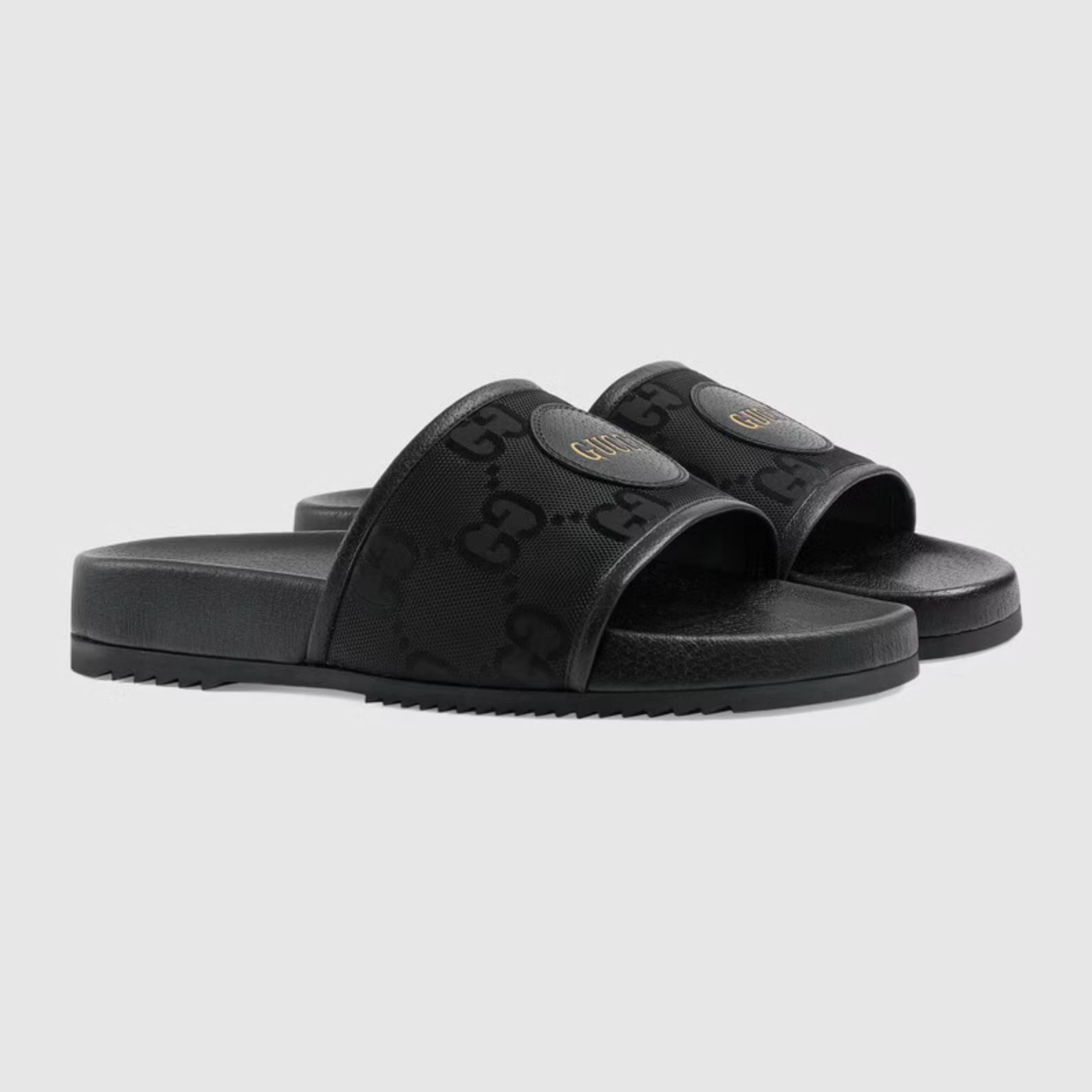 Gucci 644754 H9H90 1000 Men's Shoes Black GG Econyl Fabric Off The Grid  Slide Sandals (GGM1740)