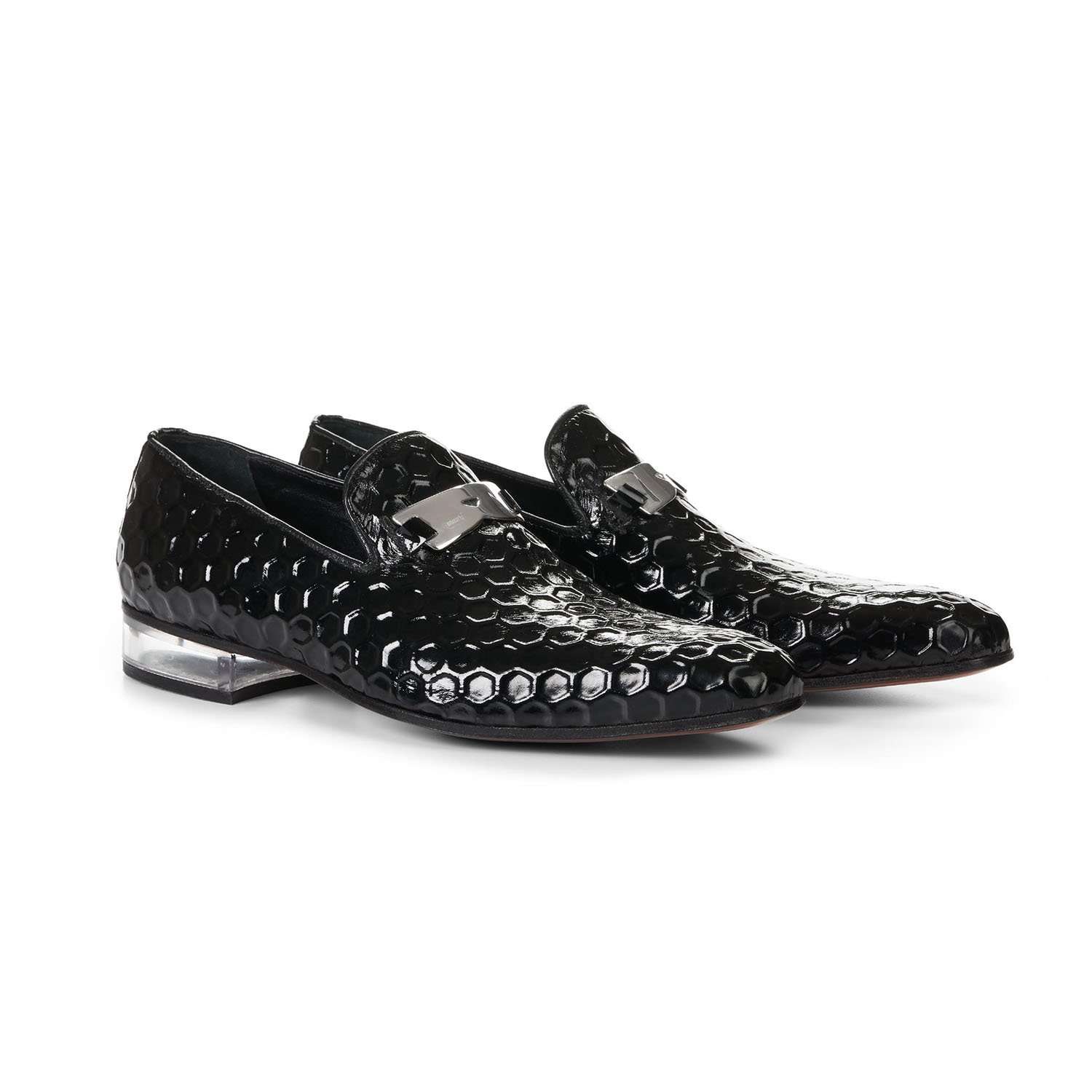 Mauri 4709 Elegance Men's Designer Shoes Homer Black Texture Print Leather Loafers (MA5001)