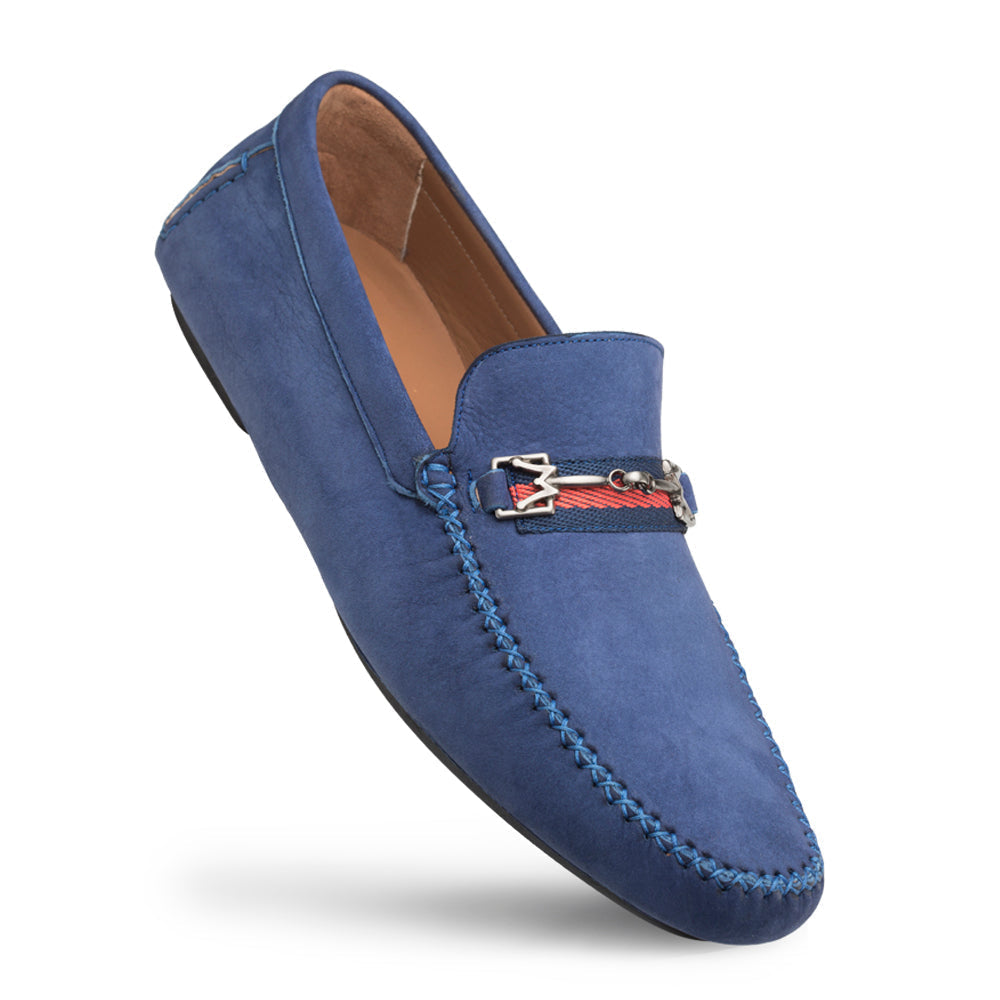 Mezlan R7349 Men's Shoes Blue Nubuck Moccasin Ornament Driver Loafers (MZ3445)