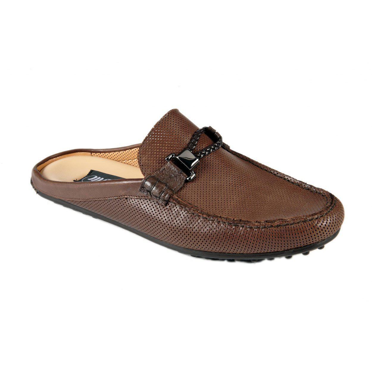Mauri Freedom Men's Designer Shoes Brown Ostrich / Calf-Skin Leather Sandals 3473 (MAO1037)